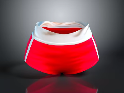 Red Soft Comfortable Underwear With White Elastic Waistband For Everyday Use 3d model