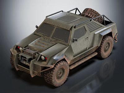 Rugged Military Vehicle With Off Road Tires And Roof Rack Design 3d model