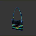 Stylish Black Handbag With Colorful Strap And Reflective Stripes Design