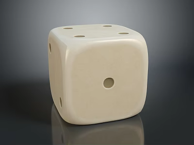 White Ceramic Dice With Holes On Smooth Gray Background Surface 3d model