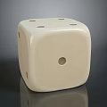 White Ceramic Dice With Holes On Smooth Gray Background Surface