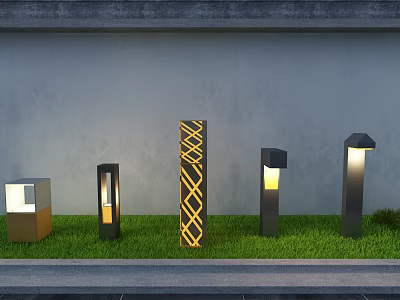Modern Outdoor Lights With Various Designs For Garden Yard Illumination 3d model