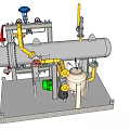 Advanced Industrial Equipment With Yellow Red Pipes Silver Tanks And Control Valves