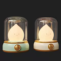 Unique Shaped Table Lamps Featuring Glass Dome Waterdrop Smiling Face Green Base And Gold Button