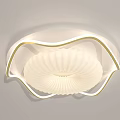 Modern Decorative Ceiling Light With White Textured Lampshade And Golden Edge Design