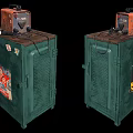 Orange BX1160S Welding Machine on a Green Old Box with Cables and Welding Torch 3d model