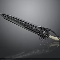Ornate Decorative Sword Weapon With Intricate Silver Blade Carvings And White Ivory Handle