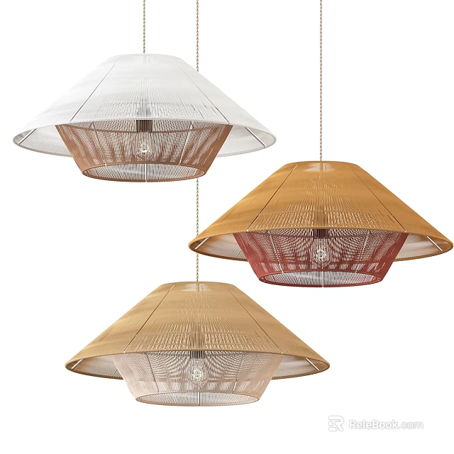 Modern Pendant Lights with Textured Shades in Three Colors and Umbrella Shape Design 3d model 