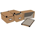 Brown Storage Boxes For Home Organization With Open And Closed Lids 3d model