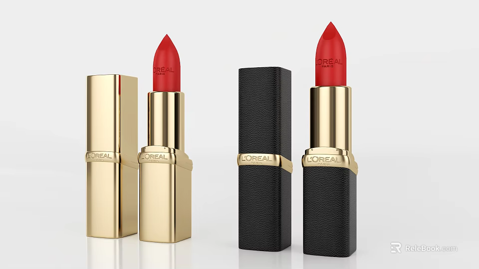 L'OREAL Red Lipstick with Gold And Black Case Cosmetic Product for Women 3d model 