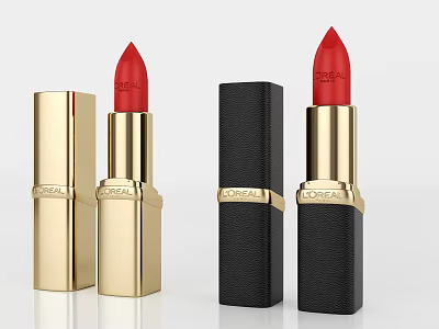 L'OREAL Red Lipstick with Gold And Black Case Cosmetic Product for Women 3d model