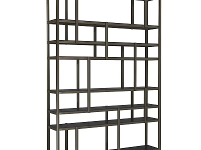 Modern Decorative Cabinet With Multi tiered Open Shelves Grid Design And Dark Frame 3d model