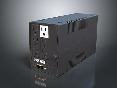 Modern Black Switch Panel With Multiple Power Outlets And Durable Design For Home 3d model
