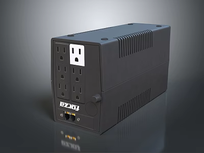 Modern Black Switch Panel With Multiple Power Outlets And Durable Design For Home 3d model