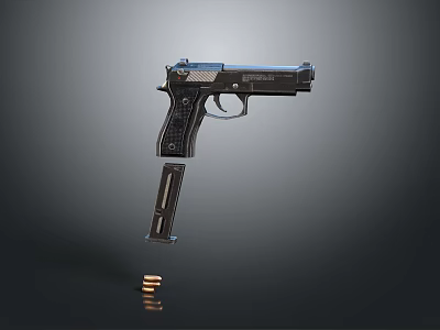 Modern Tactical Pistol Firearm With Magazine Bullets And Design Details 3d model