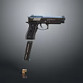 Modern Tactical Pistol Firearm With Magazine Bullets And Design Details