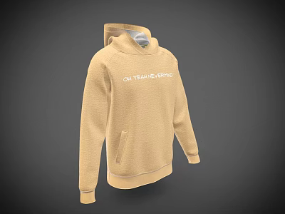 Tan Casual Hoodie With OL TRAVEL APPRO Text And Kangaroo Pocket 3d model