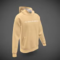 Tan Casual Hoodie With OL TRAVEL APPRO Text And Kangaroo Pocket