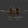 Ancient Mechanical Warfare Equipment with Wooden Base Metal Components and Rotating Spear Arms