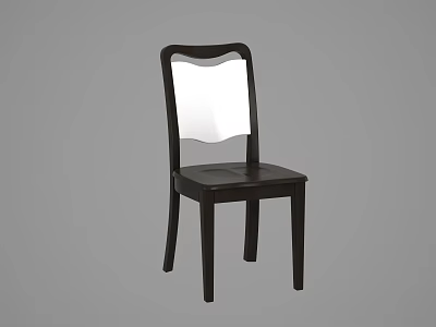 Modern Black Wooden Dining Chair With Curved Backrest And Sleek Structure 3d model