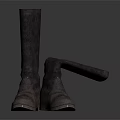 Gray Knee High Casual Boots With Soft Fabric Material For Everyday Wear