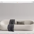 Modern White Sectional Sofa With Gray Pillow And Dark Throw Blanket 3d model