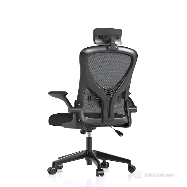Ergonomic Black Office Chair With Mesh Back Adjustable Headrest And Swivel Wheeled Base 3d model 