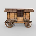 Vintage Wooden Carriage With Classic Design Lattice Windows And Wooden Doors On Wheels