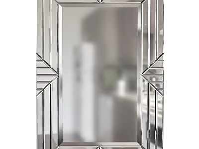 Decorative Silver Frame Mirror With Geometric Patterns For Modern Wall Decor 3d model