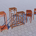 Traditional Chinese Wooden Flower Stands With Intricate Carved Patterns And Classic Design