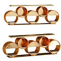 Modern Gold Entryway Side Cabinet With Circular Metal Frame Shelf Design
