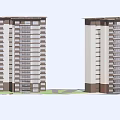 Modern High Rise Residential Towers Model With Commercial Podium And Contemporary Design
