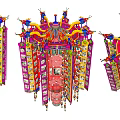 Traditional Chinese Lanterns with Intricate Patterns Colorful Tassels and Ornate Decorations