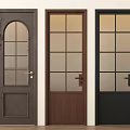Three Stylish Hinged Doors with Glass Panels in Dark Brown Medium Brown and Black