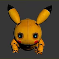 Mechanical Style Yellow Creature Character With Black Tipped Ears Blue Eyes And Square Tail