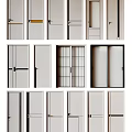 Modern Hinged Doors With Various Designs Glass Panels And White Frames 3d model