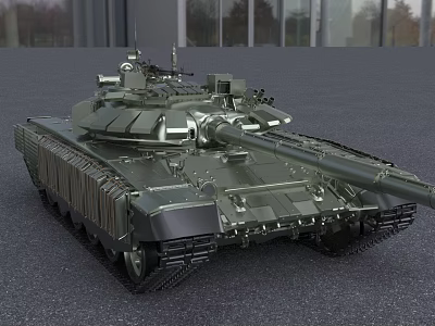 Military Armored Tank With Cannon Turret And Tracked Wheels In Modern Design 3d model