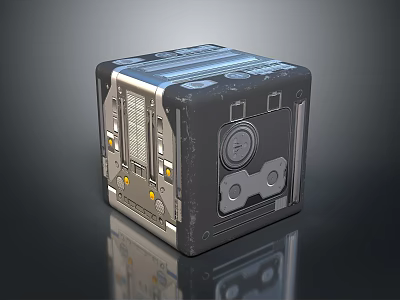 Cube Shaped Metallic Daily Use Gadget With Control Panel And Interface Buttons 3d model
