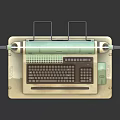 Vintage Computer Terminal With Green Screen Display And Retro Keyboard Design 3d model
