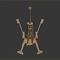 Detailed Metallic Artillery Weapon 3D Model With Long Barrel Tripod Base And Wheels