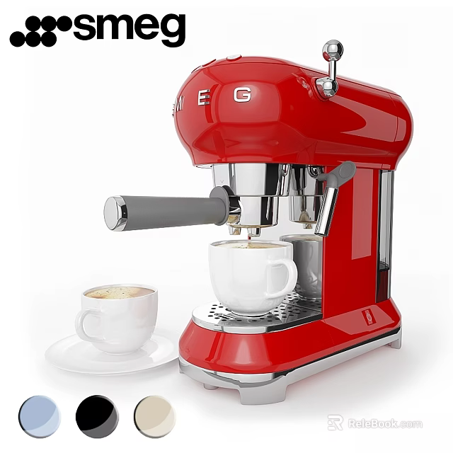 Red Espresso Machine For Kitchen With Coffee Cup And Modern Design 3d model