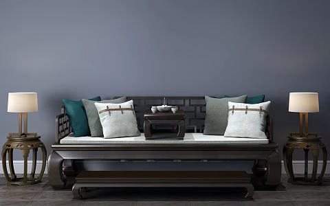 Chinese-style Rohan Bed 3d model