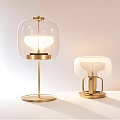 Unique Shaped Table Lamps With Transparent Glass Shade And Gold Base Design
