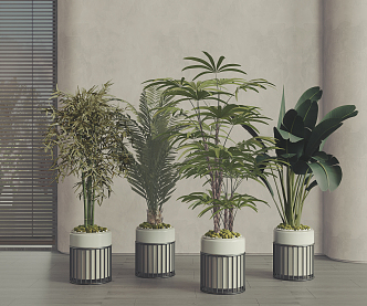 Modern potted plant potted combination 3d model