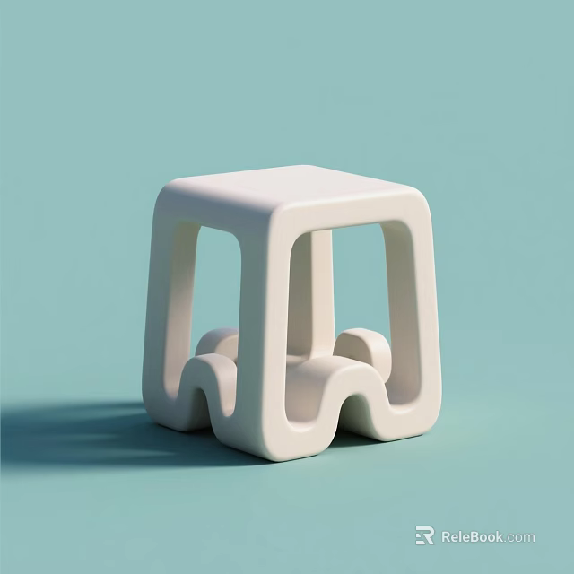 Modern White Single Chair Featuring Open Geometric Frame On Light Blue Background 3d model 