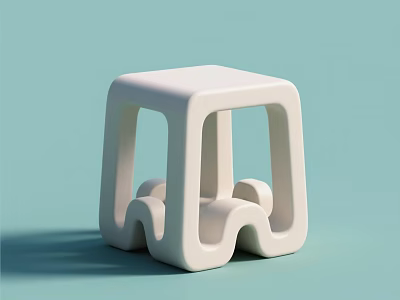Modern White Single Chair Featuring Open Geometric Frame On Light Blue Background 3d model