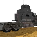 Spiked Industrial Functional Vehicle With Tank Turret Tracks Wheels And Side WHEELS Lettering