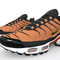 Orange Black Running Shoes with Wave Like Patterns Air Cushion Sole and Yellow Logo