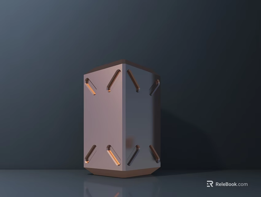 Modern Public Facility With Hexagonal Metal Structure And Long Rectangular Openings 3d model 
