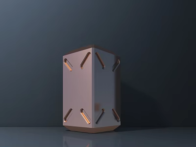 Modern Public Facility With Hexagonal Metal Structure And Long Rectangular Openings 3d model